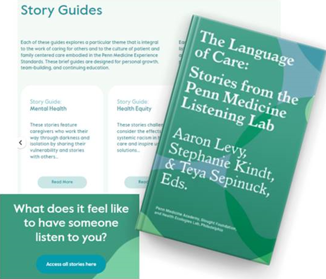 A green book titled The Language of Care:  Stories from the Penn Medicine Listening Lab